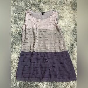 Ann Taylor Petite SP Sleeveless Tiered Textured Shift Dress Purple Ombre
